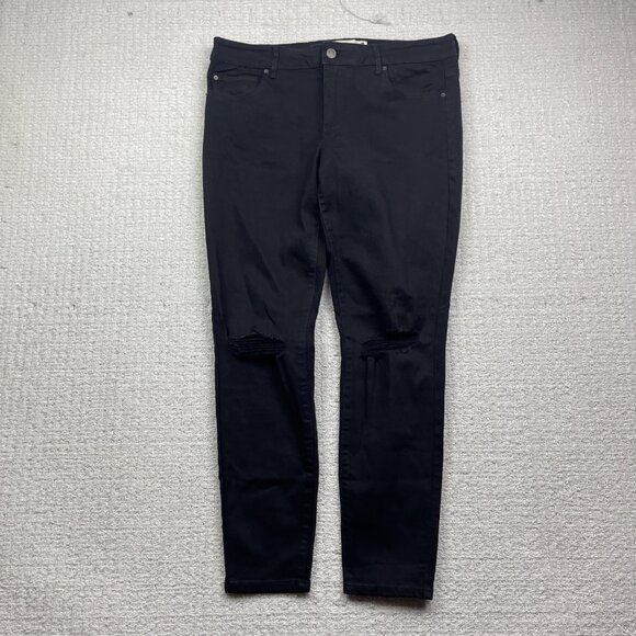 Y2K Garage Denim Black Jeans Juniors Size 13 Distressed Raw Hem Skater Grunge - Picture 1 of 12